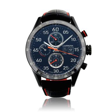 View full screen - View 1 of Lot 34. Reference CAR2A80.FC6237 Carrera A titanium automatic chronograph wristwatch with date, Circa 2020.