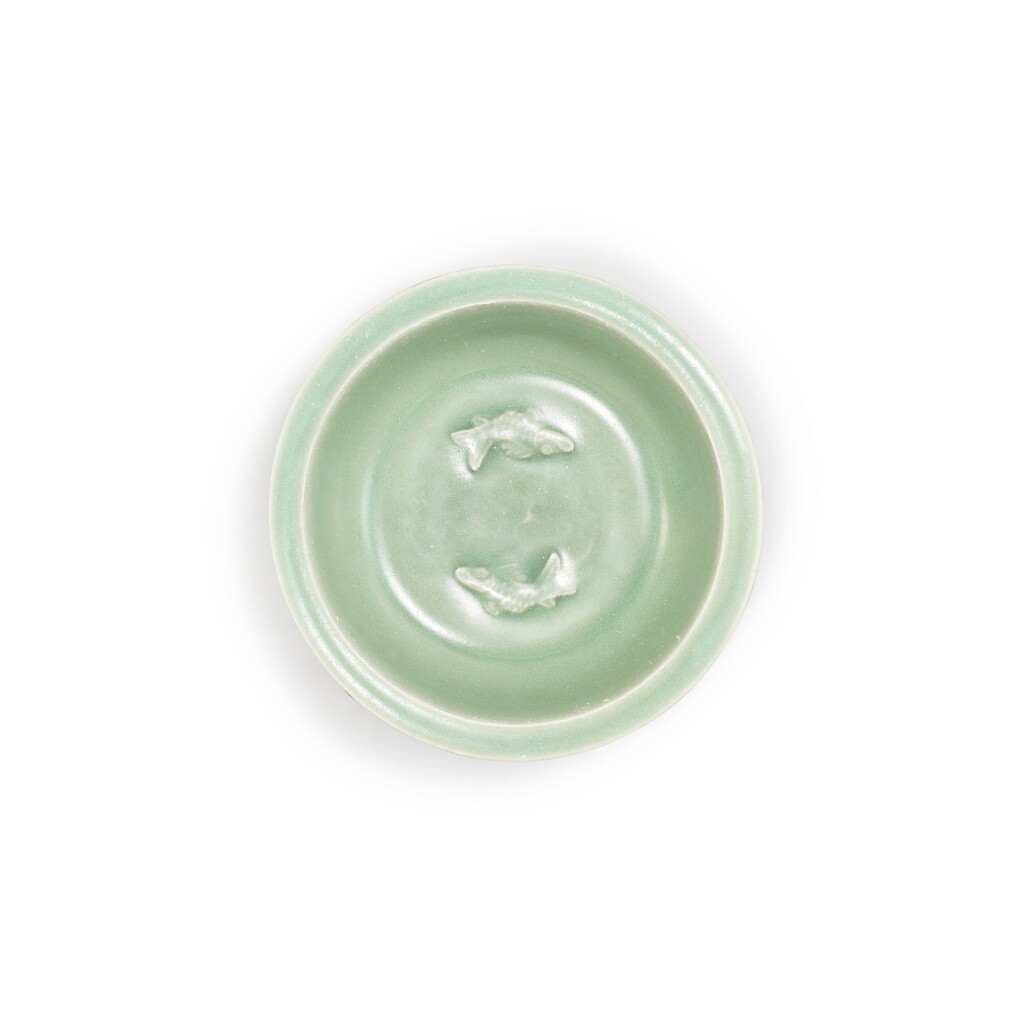 View full screen - View 1 of Lot 395. A ‘Longquan’ celadon-glazed ‘twin-fish’ washer, Southern Song dynasty | 南宋 龍泉青釉雙魚折沿洗.