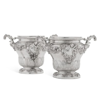 View full screen - View 1 of Lot 59. A pair of William IV silver wine coolers, Robert Garrard, London, 1835.