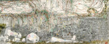 View full screen - View 1 of Lot 2622. Wu Guanzhong 吳冠中 | Climbing Vines on Wall 牆上春色.