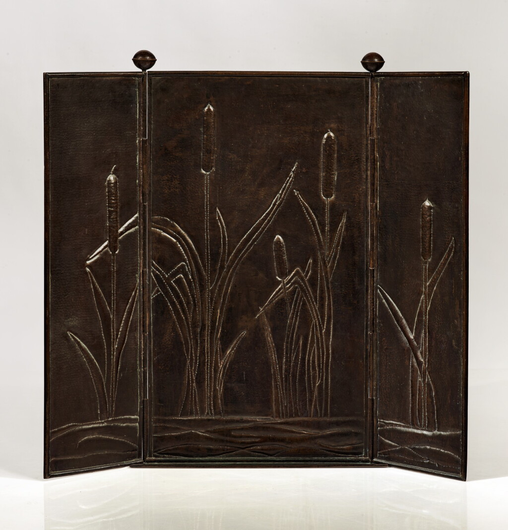View full screen - View 1 of Lot 253. ELIZABETH ELEANOR D’ARCY GAW | A UNIQUE “CATTAIL” FIRESCREEN.