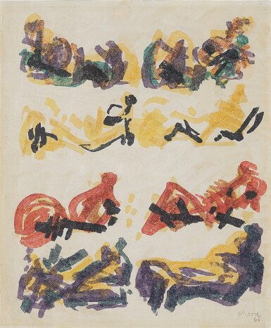 View full screen - View 1 of Lot 104. Eight Reclining Figures in Yellow, Red and Blue.