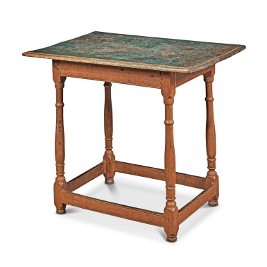 View full screen - View 1 of Lot 338. Fine William and Mary Red- and Green-Painted Walnut Tavern Table, Southeastern Pennsylvania, Circa 1750.