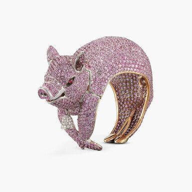 全萤幕检视 - 查看1355Pink Sapphire, Ruby and Diamond Bangle | de Grisogono | 粉紅色剛玉 配 紅寶石 及 鑽石 手鐲的1