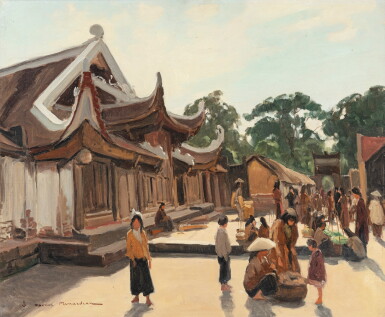View full screen - View 1 of Lot 18. Maurice Ménardeau (1897-1977), Pagode du village du papier à Hanoi | Maurice Ménardeau (1897-1977), 河內造紙村.