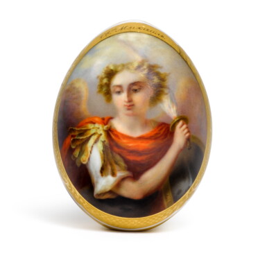 View full screen - View 1 of Lot 207. A PORCELAIN EASTER EGG, IMPERIAL PORCELAIN FACTORY, ST PETERSBURG, CIRCA 1850-1860.