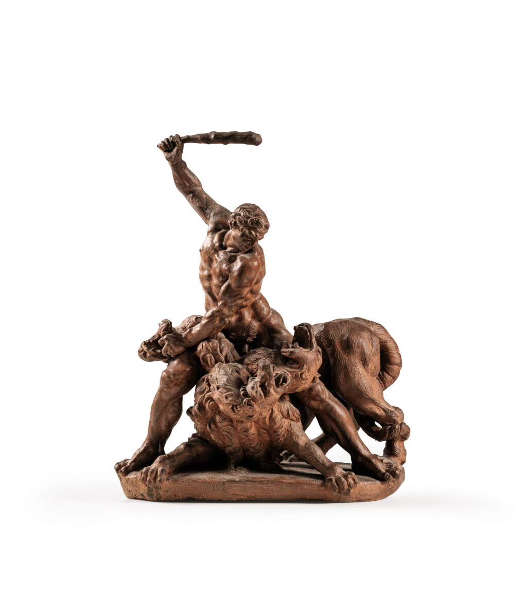 View full screen - View 1 of Lot 144. SOUTHERN NETHERLANDS, PROBABLY ANTWERP, 18TH CENTURY, HERCULES AND CERBERUS | FLANDRES, PROBABLEMENT ANVERS, XVIIIE SIÈCLE, HERCULE ET CERBÈRE.