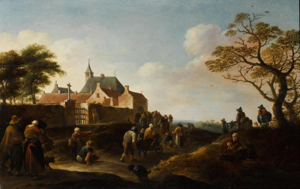 View full screen - View 1 of Lot 23. PIETER DE BLOOT | Beggars gathering outside a convent.