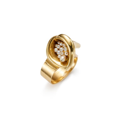 View full screen - View 1 of Lot 393. Gold and Cultured Pearl Bracelet-Brooch Combination, France.