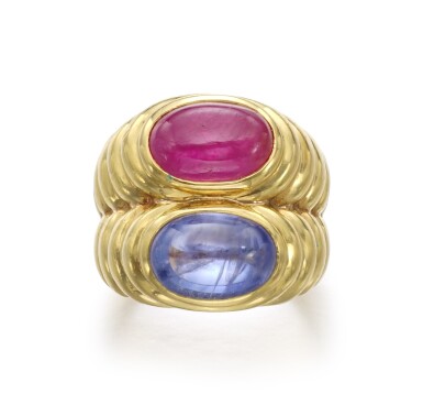 View full screen - View 1 of Lot 26. SAPPHIRE AND RUBY RING | BULGARI.