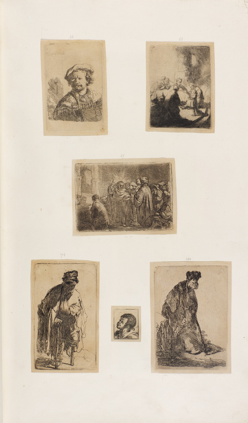 View full screen - View 1 of Lot 53. Recueil de Quatre-Vingt-Cinq Estampes originales, Têtes, Paysages et différents Sujets, dessinées et gravés par Rembrandt, Peintre Hollandais, né en 1606, et mort en 1668. .