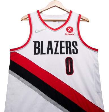 View full screen - View 1 of Lot 197. Damian Lillard Portland Trail Blazers 2021-2022 Game Worn Association Edition Jersey.