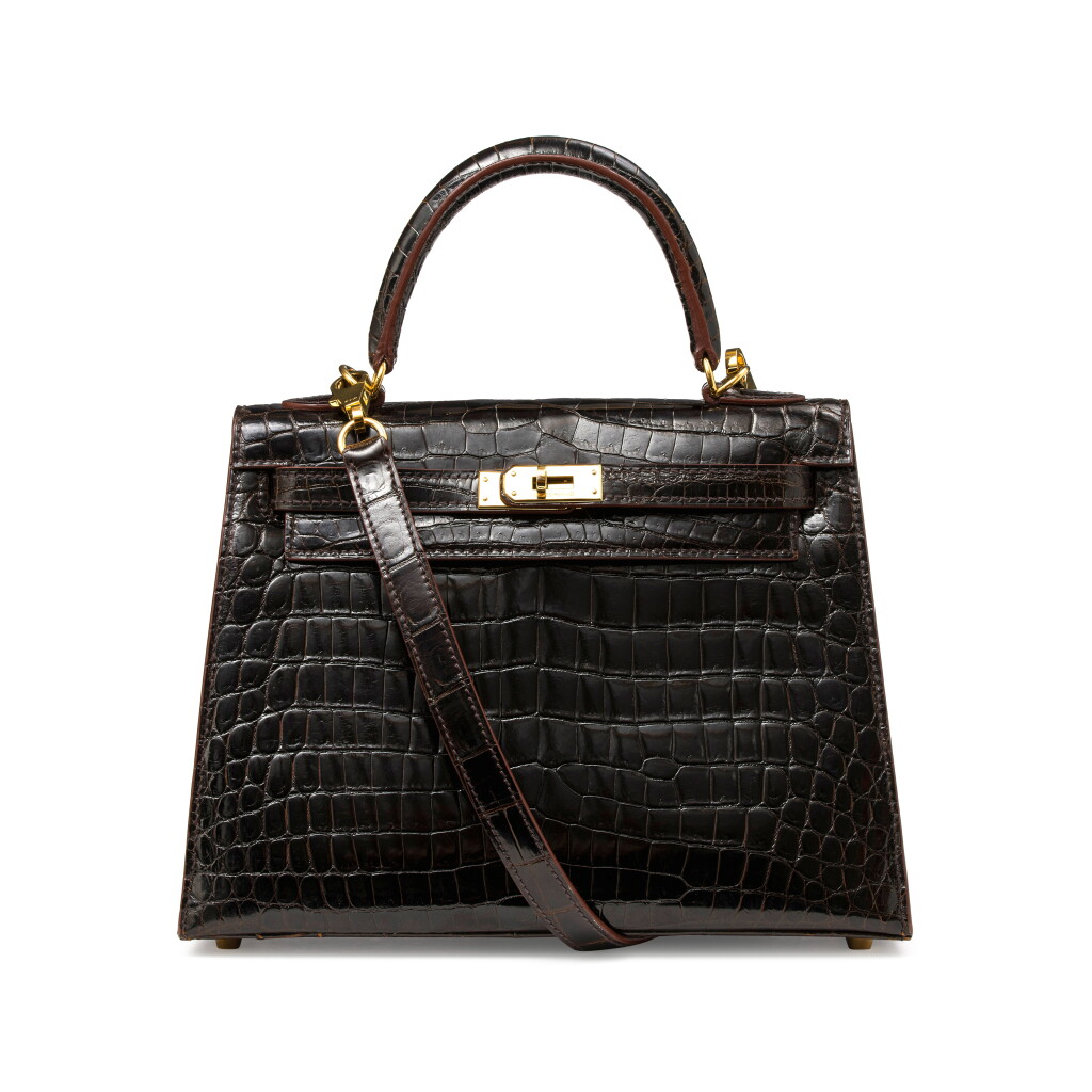 View full screen - View 1 of Lot 1086. Cocaon Shiny Porosus Crocodile Sellier Kelly 25 Gold Hardware, 2012.