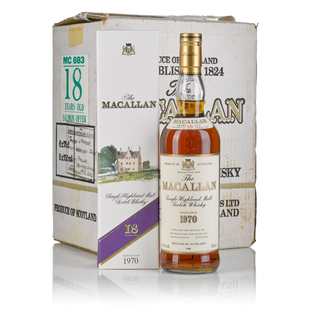 View full screen - View 1 of Lot 33. The Macallan 18 Year Old Sherry Oak 43.0 abv 1970 (6 Bottles 75cl).
