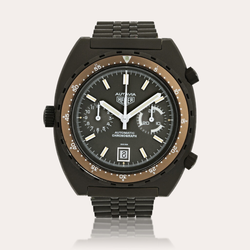 View full screen - View 1 of Lot 458. Autavia, reference 111.603 Montre bracelet en acier avec chronographe et date | Stainless steel chronograph wristwatch with date Vers 1985 | Circa 1985.