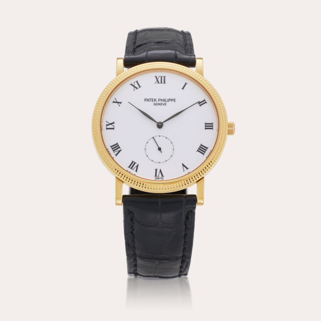 View full screen - View 1 of Lot 282. Reference 3919J Calatrava | A yellow gold wristwatch with porcelain dial, Made in 1999.