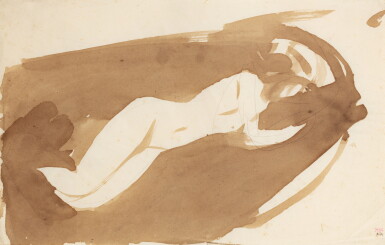 View full screen - View 1 of Lot 119. AMEDEO MODIGLIANI | FEMME NUE ALLONGÉE SUR LE CÔTÉ, LES PIEDS SOUS UNE COUVERTURE.