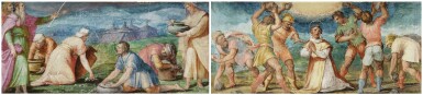 View full screen - View 1 of Lot 129. GIOVANNI BATTISTA NALDINI | MANNA FROM HEAVEN; THE STONING OF ST. STEPHEN.