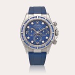 Cosmograph Daytona, Reference 116589 | A white gold, diamond and sapphire-set chronograph wristwatch with sodalite dial, Circa 2001 | 勞力士 | Cosmograph Daytona 型號116589 | 白金鑲鑽石及藍寶石計時腕錶,備方鈉石錶盤,約2001年製