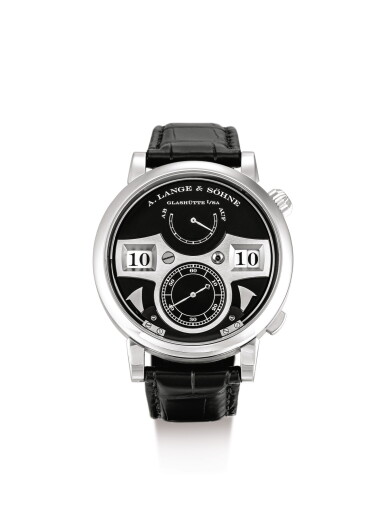 View full screen - View 1 of Lot 2074. A. LANGE & SÖHNE | ZEITWERK STRIKING TIME, A WHITE GOLD WRISTWATCH WITH DIGITAL DISPLAY, STRIKING TIME AND POWER RESERVE INDICATION, CIRCA 2010 | 朗格 | "Zeitwerk Striking Time 白金腕錶,備跳字、打問報時及動力儲備顯示,機芯編號91060,錶殼編號201171,約2010年製".