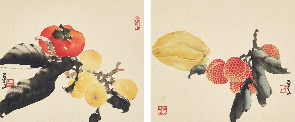 View full screen - View 1 of Lot 6072. 何百里 荔枝、枇杷 | He Baili, Lychee and Loquat.
