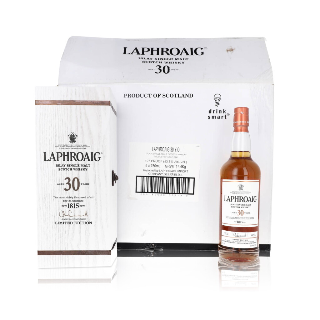 View full screen - View 1 of Lot 5322. Laphroaig 30 Year Old 53.5 abv 1985 (6 BT75).