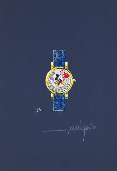 View full screen - View 1 of Lot 4. An original prototype design for the special series made for the transition of Hong Kong from the United Kingdom to China, painted by Gérald Genta, with accompanying NFT, Circa 1997 | 傑洛・尊達 一幅以香港回歸為特別主題的原型設計圖,由傑洛・尊達繪製並附帶 NFT 証書,約1997年製.