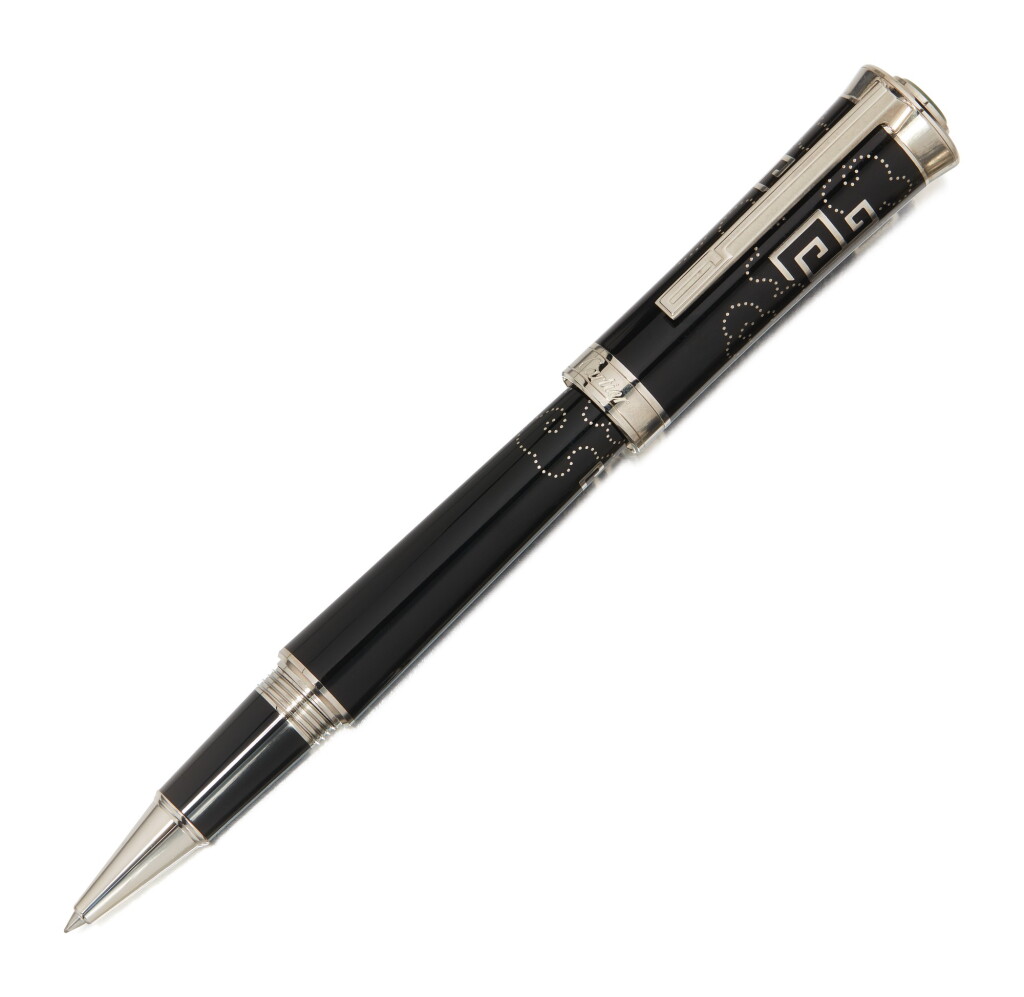 View full screen - View 1 of Lot 138. CARTIER | A LIMITED EDITION BLACK LACQUER, AND PALLADIUM PLATED ROLLERBALL PEN, CIRCA 2000.