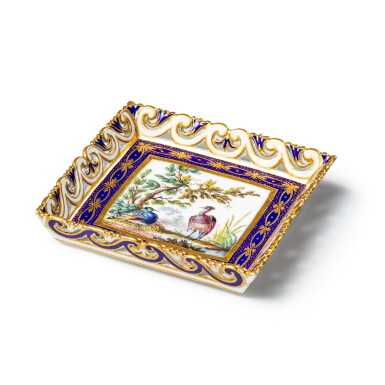 View full screen - View 1 of Lot 1312. A Sevres bleu lapis pierced square tray (plateau carré à jour), 1766.