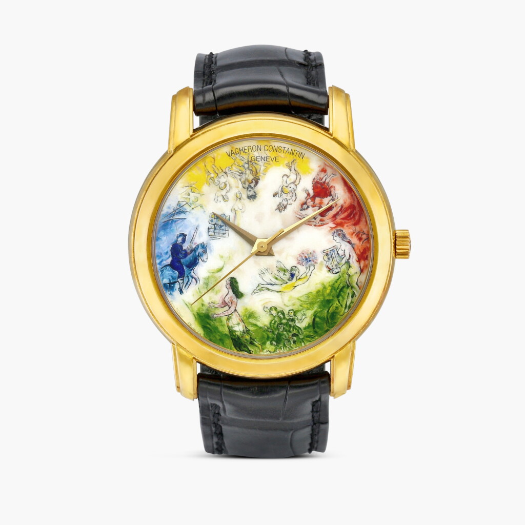 View full screen - View 1 of Lot 2364. Métiers d’Art, Chagall & l’Opéra de Paris “Tribute to Beethoven, Bizet, Verdi & Gluck”, Reference 86090 | A unique and extraordinary yellow gold wristwatch with polychrome enamel dial by Anita Porchet, after the fresco adorning the ceiling of the Palais Garnier by Marc Chagall, Circa 2012.