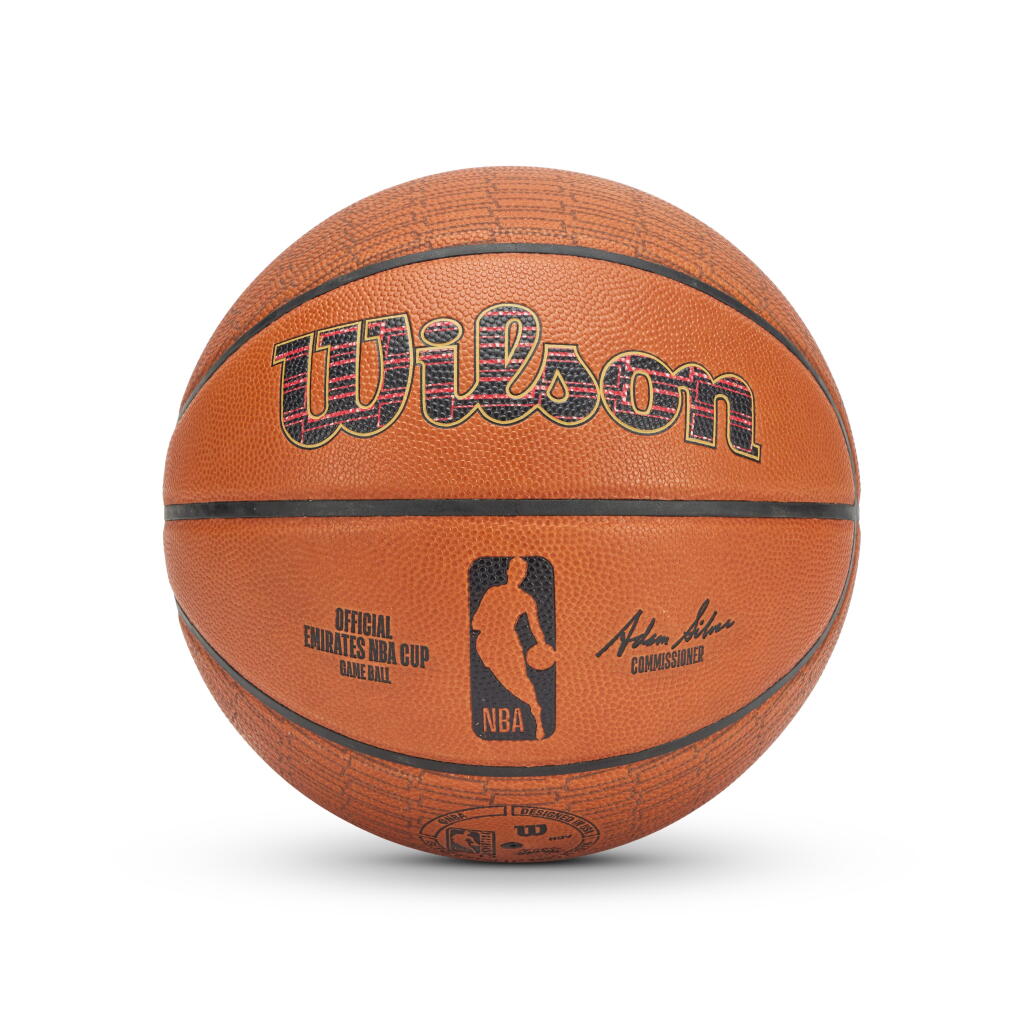 View full screen - View 1 of Lot 10. Game Used 2024-2025 Emirates NBA Cup Quarterfinals New York Knicks vs. Atlanta Hawks Ball.