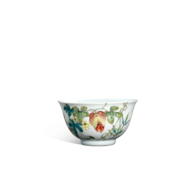 View full screen - View 1 of Lot 3367. A famille-rose 'balsam pear' bowl, Seal mark and period of Qianlong | 清乾隆 粉彩過枝癩瓜紋盌 《大清乾隆年製》款.