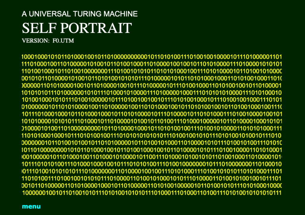 View full screen - View 1 of Lot 5. A Universal Turing Machine Self Portrait F0.UTM.