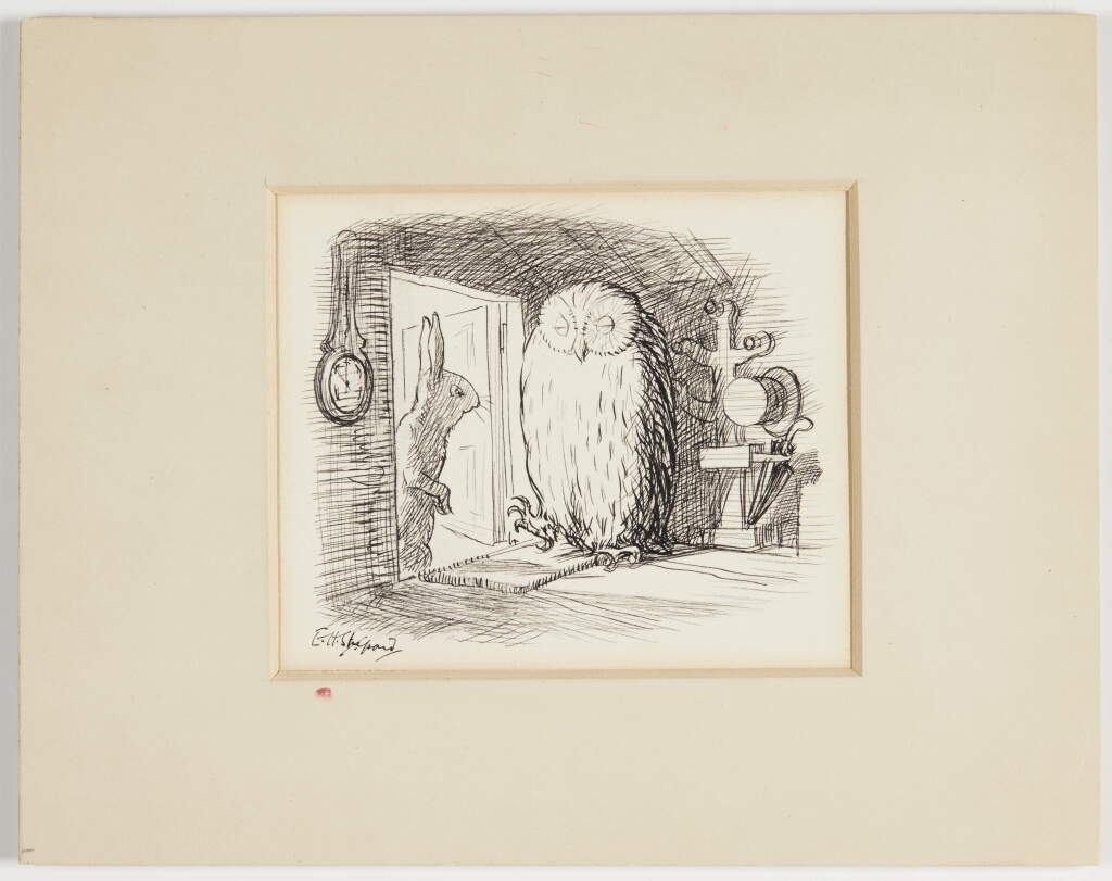 View full screen - View 1 of Lot 260. Shepard, "Go away, I'm thinking", original ink drawing from The House at Pooh Corner.