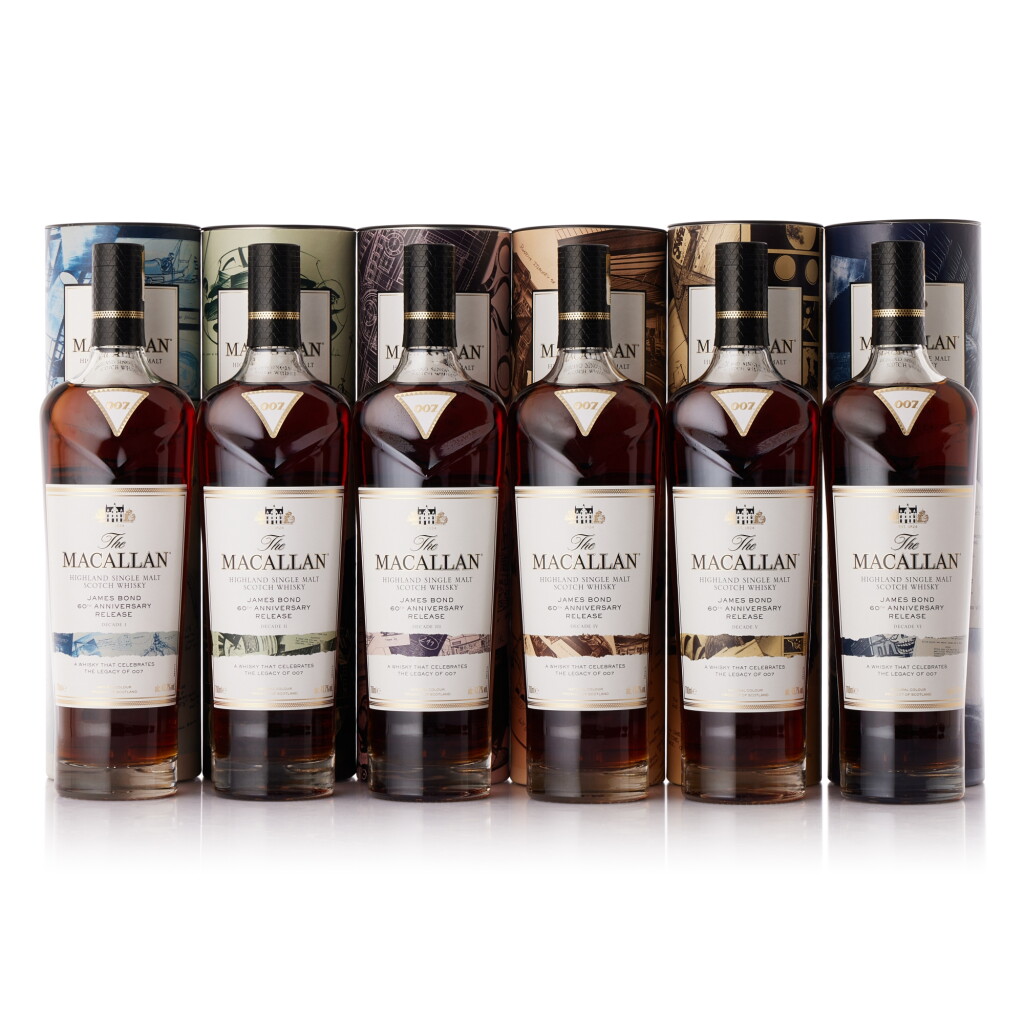 View full screen - View 1 of Lot 331. The Macallan James Bond 60th Anniversary Collection 43.7 abv NV (6 BT70).