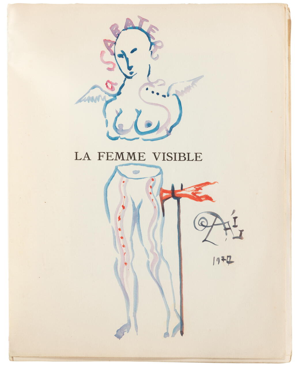 View full screen - View 1 of Lot 80. La Femme visible, 1930, avec un dessin original signé. Exemplaire de son secrétaire E. Sabater. Avec "L'Amour et la mémoire", 1931..