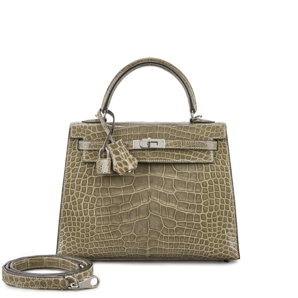 View full screen - View 1 of Lot 1538. Gris Tourterelle Shiny Mississippiensis Alligator Kelly 25 Sellier Palladium Hardware, 2009.