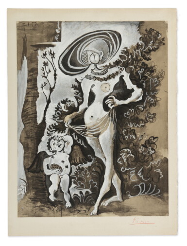 View full screen - View 1 of Lot 45. AFTER PABLO PICASSO | VENUS ET L'AMOUR VOLEUR DE MIEL (D'APRES CRANACH L'ANCIEN).