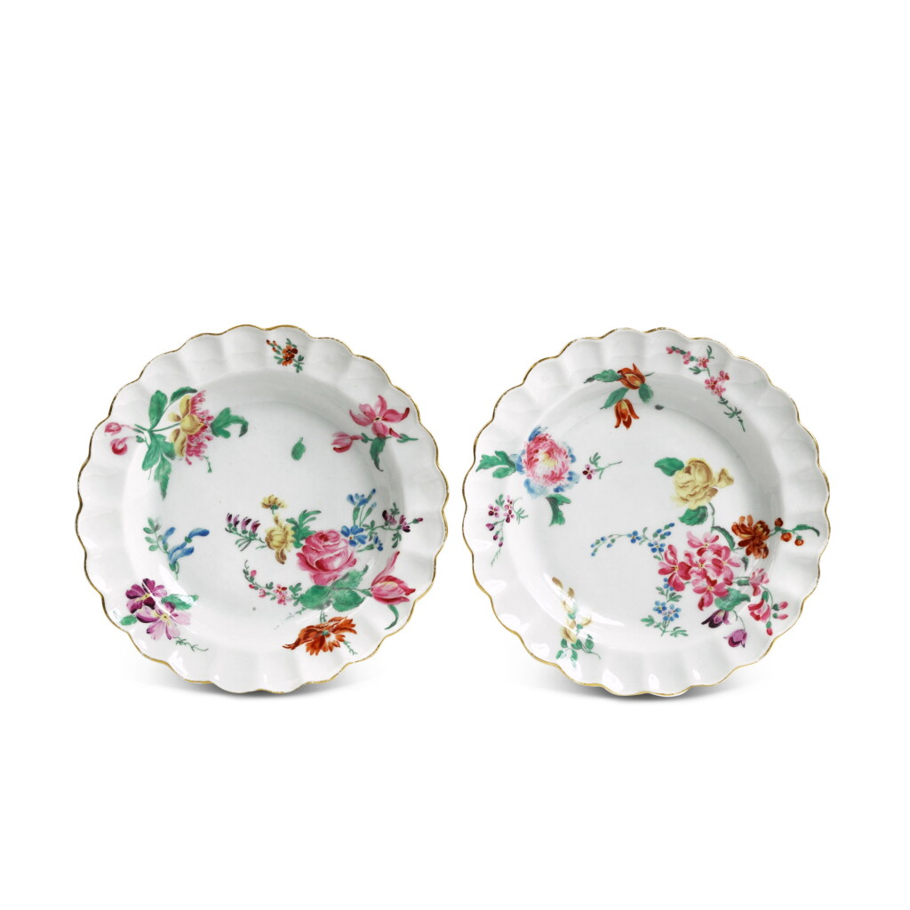 View full screen - View 1 of Lot 258. A Pair of Worcester Dessert Plates, Circa 1768-70.