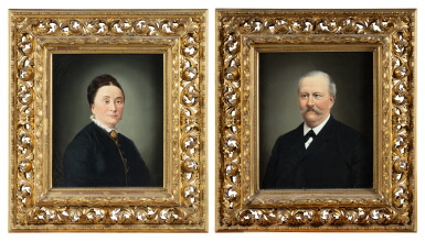 View full screen - View 1 of Lot 27. Old Portraits with Crossed Eyes (Diptych).