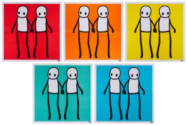 View full screen - View 1 of Lot 78. Holding Hands (Red, Orange, Yellow, Teal, Blue).