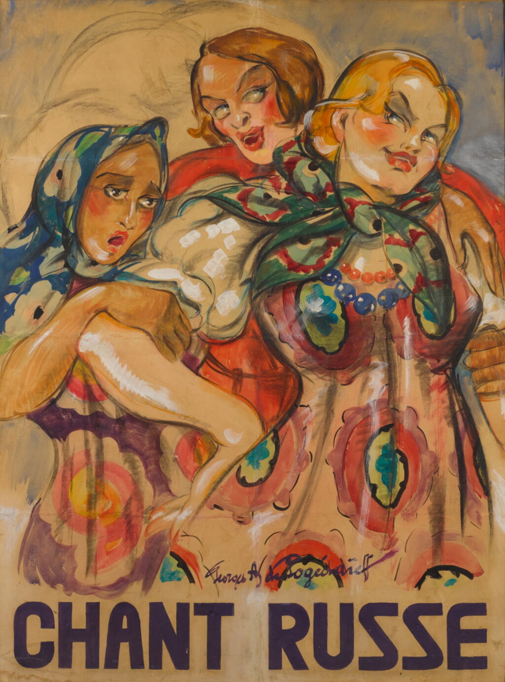 View full screen - View 1 of Lot 154. Chant Russe, Poster Design.