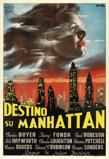 View full screen - View 1 of Lot 91. Tales of Manhattan / Destino su Manhattan (1942) poster, Italian.