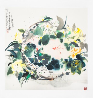 View full screen - View 1 of Lot 2007. Wu Guanzhong 吳冠中 | An Imitation of the Song Dynasty Flower Basket 仿宋人花籃.