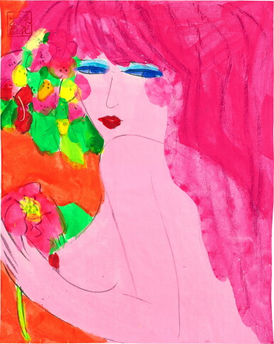 View full screen - View 1 of Lot 2009. Walasse Ting 丁雄泉 | Nude with flowers 裸女與花.