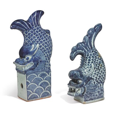 View 2. Thumbnail of Lot 488. TWO CHINESE DRAGON-FISH FORM ROOF TILES, LATE 19TH/20TH CENTURY.