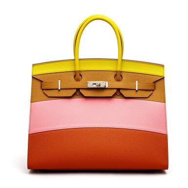 View full screen - View 1 of Lot 10. "Sunrise" Lime, Sesame, Rose Confetti and Terre Battue Rainbow Sellier Birkin 35cm in Epsom Leather with Palladium Hardware, 2020 | 愛馬仕 | 青檸色,芝麻色, 糖衣果仁粉色及紅土色EPSOM牛皮35公分外縫SUNRISE彩虹柏金包鍍鈀金屬件,2020.