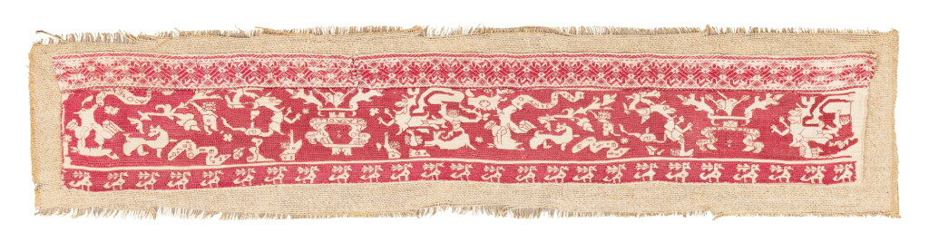 View full screen - View 1 of Lot 248. A linen embroidered border, Italy, probably 17th century.