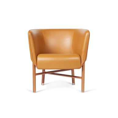 View full screen - View 1 of Lot 116. Les Necessaires d'Hermès Fauve and Walnut Wood Chair.