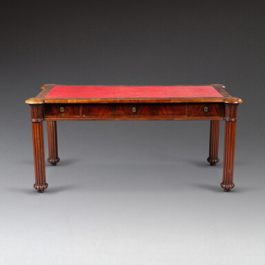 View full screen - View 1 of Lot 63. A Louis-Philippe mahogany bureau plat, circa 1840 | Bureau en acajou d’époque Louis-Philippe, vers 1840 .